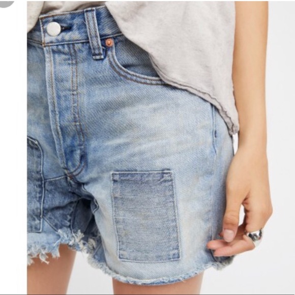 We The Free Pants - We The Free 11” high rise denim shorts with denim patchwork size 28